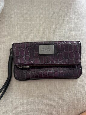 Simply Vera Vera Wang Deep Plum Croc-Embossed Wristlet